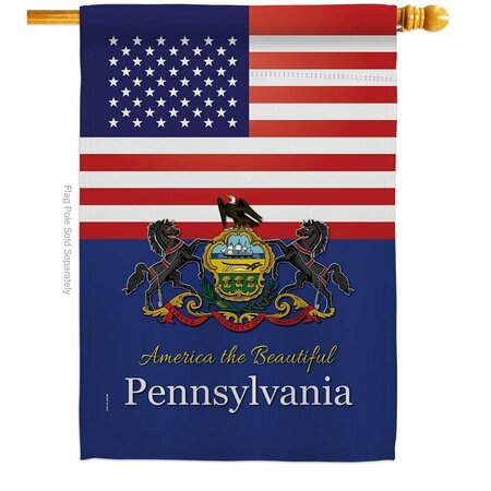 GUARDERIA 28 x 40 in. USA Pennsylvania American State Vertical House Flag with Double-Sided Banner Garden GU4061083